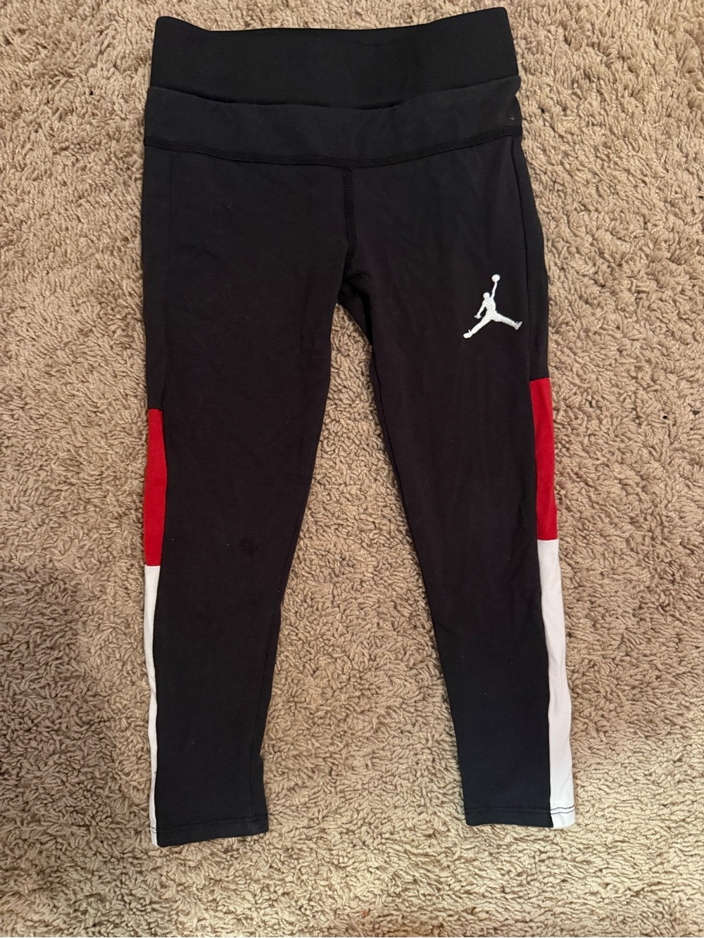 Jordan Black Leggings with Red and White Stripe Accents
